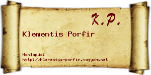Klementis Porfir névjegykártya
